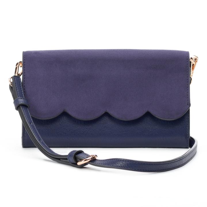 Lc Lauren Conrad Iris Scalloped Crossbody Wallet, Women's, Blue (navy)