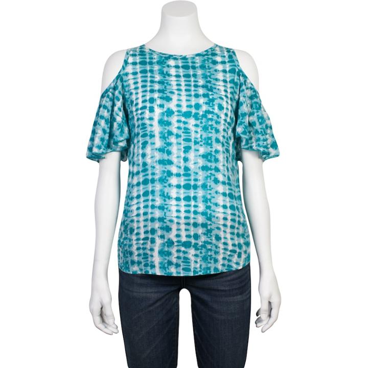 Juniors' Grayson Threads Tie-dye Cold-shoulder Top, Teens, Size: Xs, Dark Green