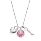 Charming Inspirations Heart Lock & Key Charm Necklace, Women's, Pink