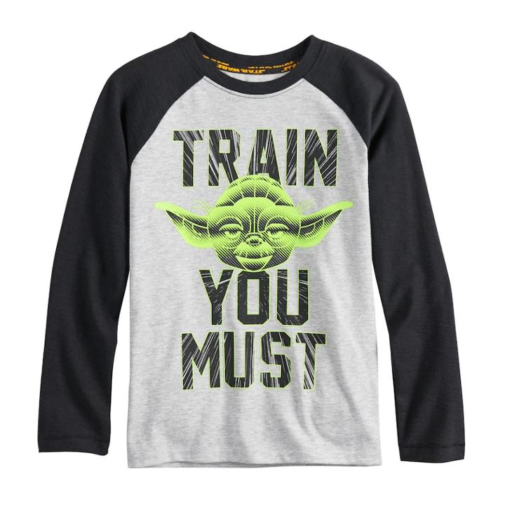 Boys 4-8 Star Wars A Collection For Kohl's Yoda Train You Must Raglan Tee, Size: 7, Light Grey