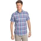 Men's Izod Dockside Classic-fit Plaid Chambray Woven Button-down Shirt, Size: Medium, Dark Blue