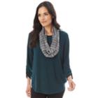 Women's Apt. 9&reg; Ruched Tee & Scarf Set, Size: Large, H Forest