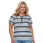 Plus Size Croft & Barrow Solid Henley Tee, Women's, Size: 2xl, Light Blue