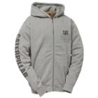 Men's Caterpillar Full-zip Logo Hooded Sweatshirt, Size: Large, Dark Grey