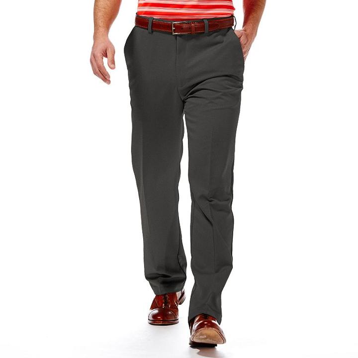 Men's Haggar&reg; Cool 18&reg; Classic-fit Flat-front No-iron Expandable Waist Pants, Size: 30x30, Grey