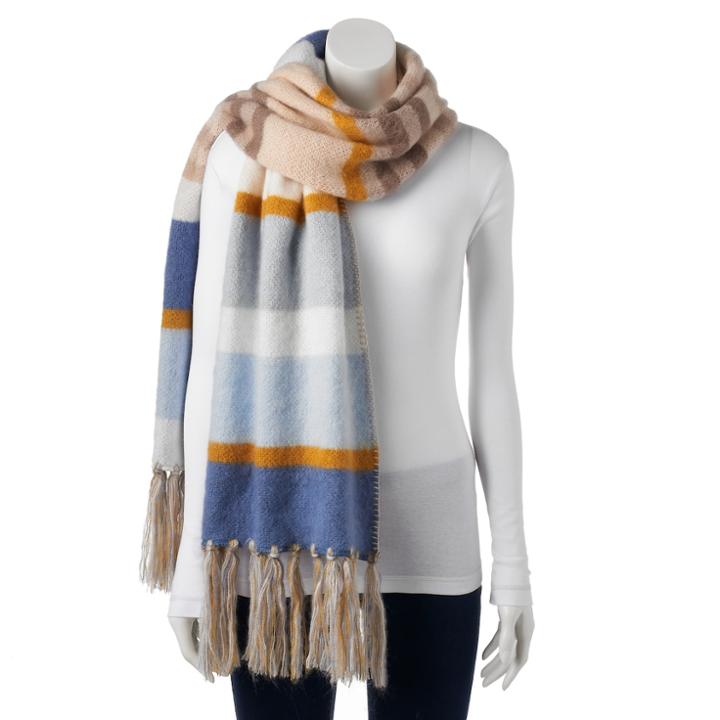 Sonoma Goods For Life&trade; Striped Fringed Oblong Scarf, Women's, Dark Blue