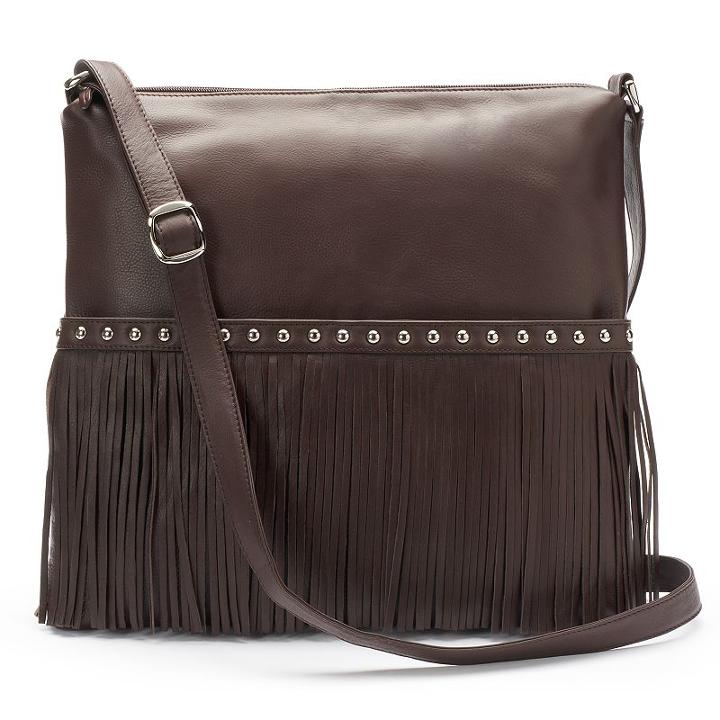 Ili Leather Studded Crossbody Bag, Women's, Brown