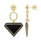 Stella Grace V19.69 Italia 18k Gold Over Silver Gemstone Triangle Drop Earrings, Women's, Black