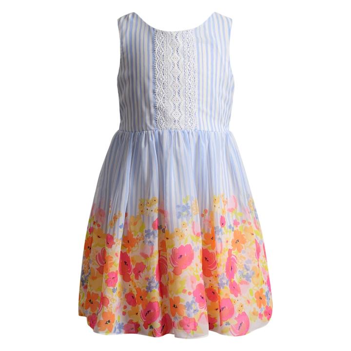 Girls 4-6x Youngland Chiffon Floral Dress, Size: 4, Blue