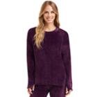 Women's Cuddl Duds Plush Velour Pullover Top, Size: Xsml Av/rg, Med Purple