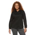 Plus Size Apt. 9&reg; Structured Essential Button-down Shirt, Women's, Size: 3xl, Black