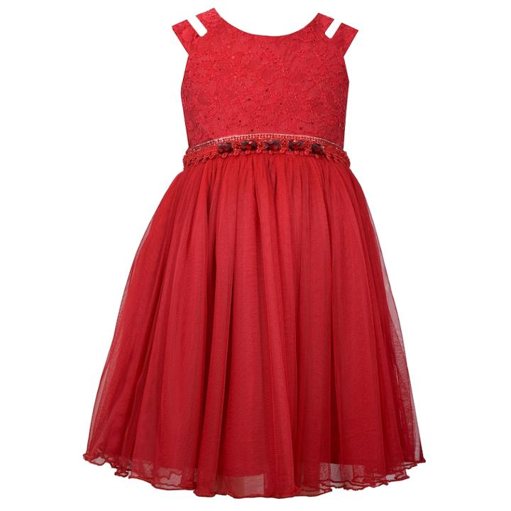 Girls 4-6x Bonnie Jean Bonded Lace Dress, Size: 5, Red