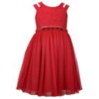 Girls 4-6x Bonnie Jean Bonded Lace Dress, Size: 5, Red