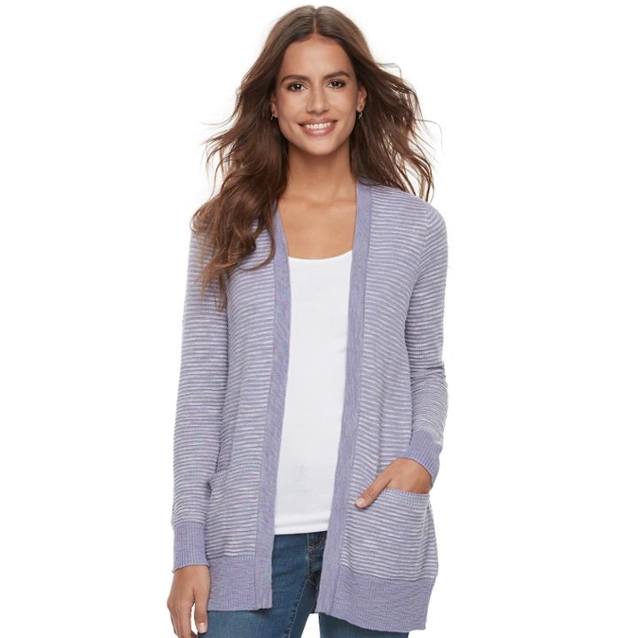 Women's Sonoma Goods For Life&trade; Slubbed Cardigan, Size: Large, Med Purple