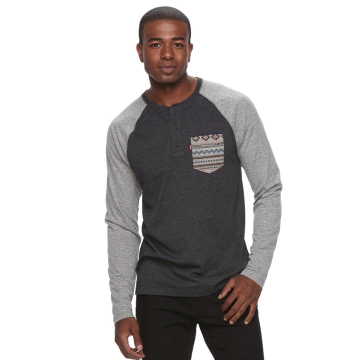Men's Levi's Chabot Henley Tee, Size: Large, Dark Grey