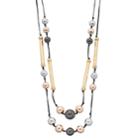 Tri Tone Long Beaded Double Strand Necklace, Women's, Multicolor