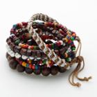 Mudd&reg; Wood Bead & Woven Cord Stretch Bracelet Set, Women's, Multicolor