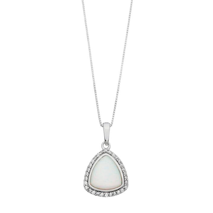 Sterling Silver Lab-created Opal & Cubic Zirconia Pendant, Women's, Size: 18, White