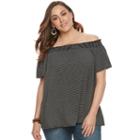 Plus Size Sonoma Goods For Life&trade; Striped Off-the-shoulder Top, Women's, Size: 3xl, Black