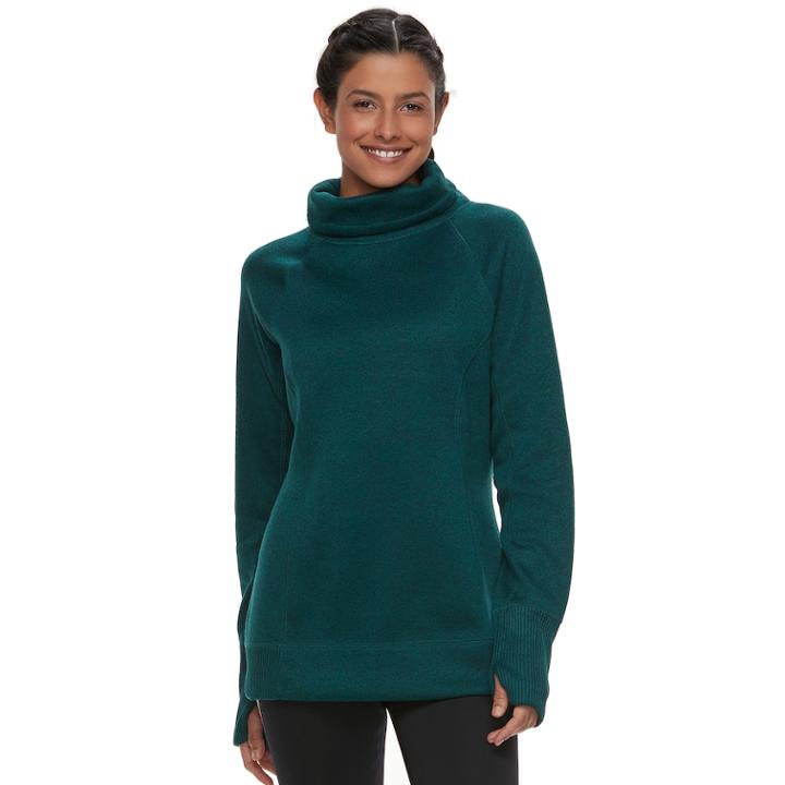 Women's Tek Gear Funnel-neck Fleece Jacket, Size: Xl, Dark Blue