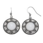 Nickel Free Textured Disc White Cabochon Drop Earrings, Women's