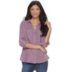 Women's Rock & Republic&reg; Twill Shirt, Size: Large, Med Purple