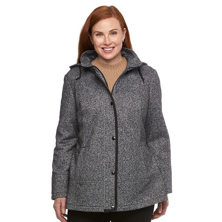 Plus Size Croft & Barrow&reg; Hooded Fleece Jacket, Women's, Size: 1xl, Grey