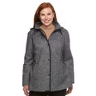 Plus Size Croft & Barrow&reg; Hooded Fleece Jacket, Women's, Size: 1xl, Grey
