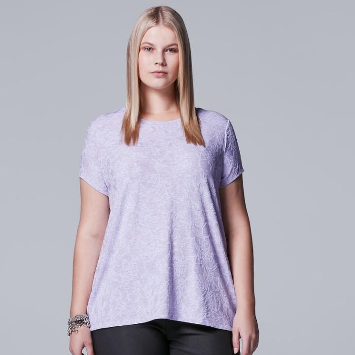 Plus Size Simply Vera Vera Wang Textured Tonal Tee, Women's, Size: 2xl, Brt Purple