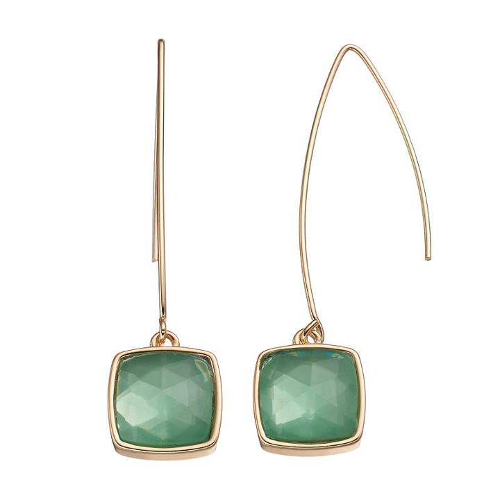 Napier Green Square Nickel Free Drop Earrings, Women's, Turq/aqua