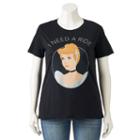 Disney's Juniors' Plus Size Cinderella I Need A Ride Graphic Tee, Girl's, Size: 1xl, Black