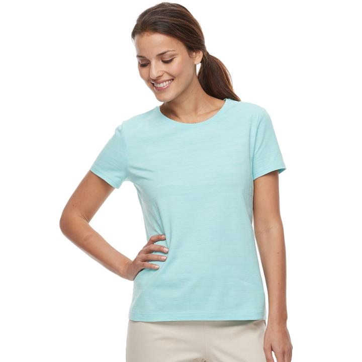 Petite Croft & Barrow&reg; Essential Crewneck Tee, Women's, Size: Xl Petite, Med Blue