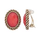 Dana Buchman Colorful Inlay Oval Clip-on Earrings, Women's, Pink