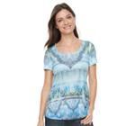 Women's World Unity Printed Scoopneck Tee, Size: Small, Green Oth