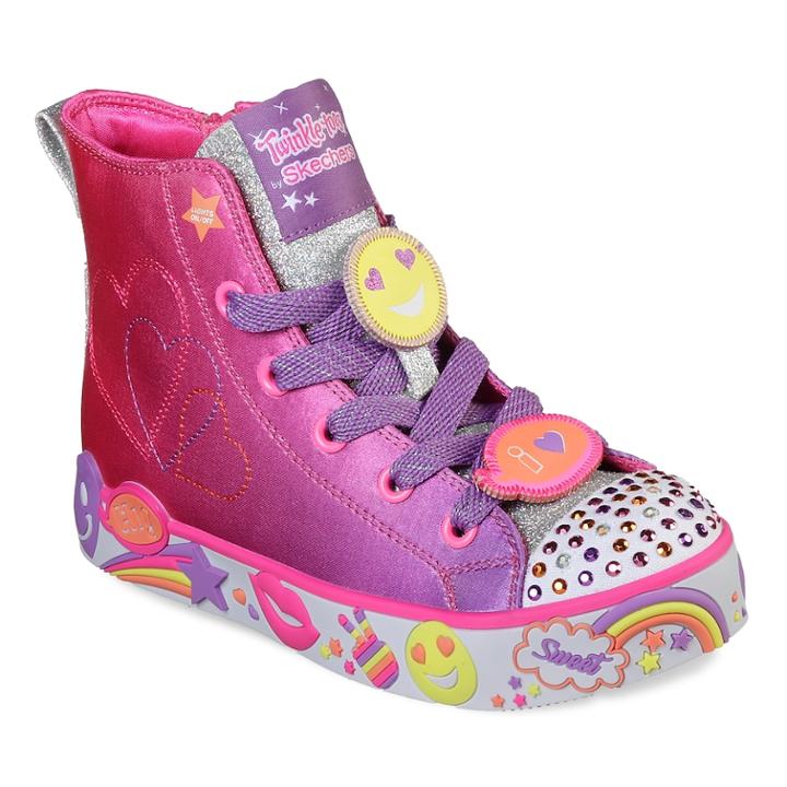 Skechers Twinkle Toes Happy Lights Girls' Light Up High Top Shoes, Size: 13, Red Overfl