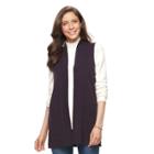 Women's Croft & Barrow&reg; Open Front Long Vest, Size: Small, Drk Purple