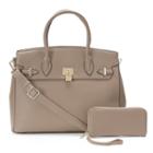 Deluxity 2-in-1 Elena Lock Satchel With Wallet, Women's, Grey Other