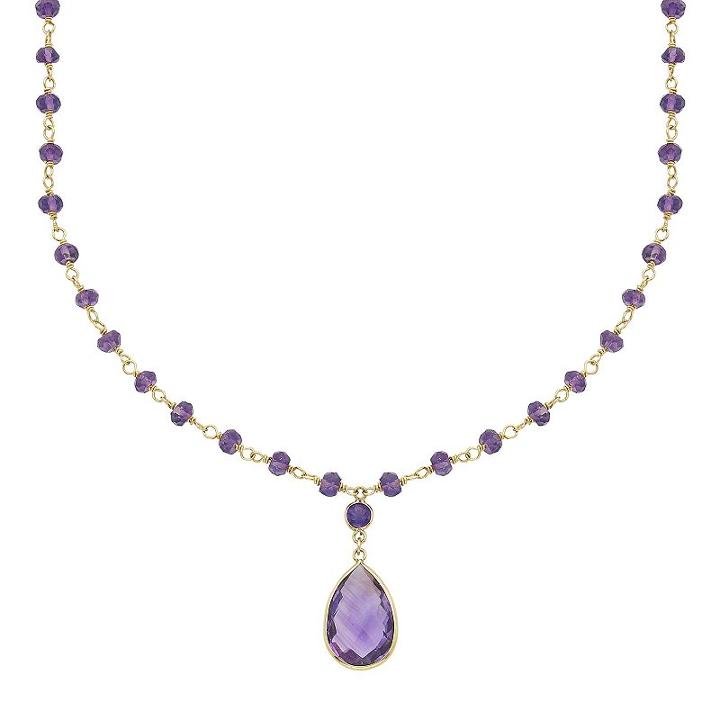 14k Gold Amethyst Beaded Y Necklace, Women's, Size: 17, Multicolor