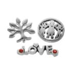 Blue La Rue Crystal Silver-plated Tree, Family Disc & Love Charm Set, Women's, Red