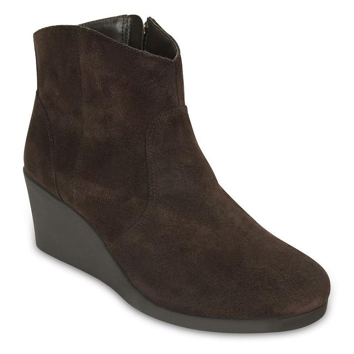 Crocs Leigh Women's Wedge Ankle Boots, Size: 8, Dark Brown