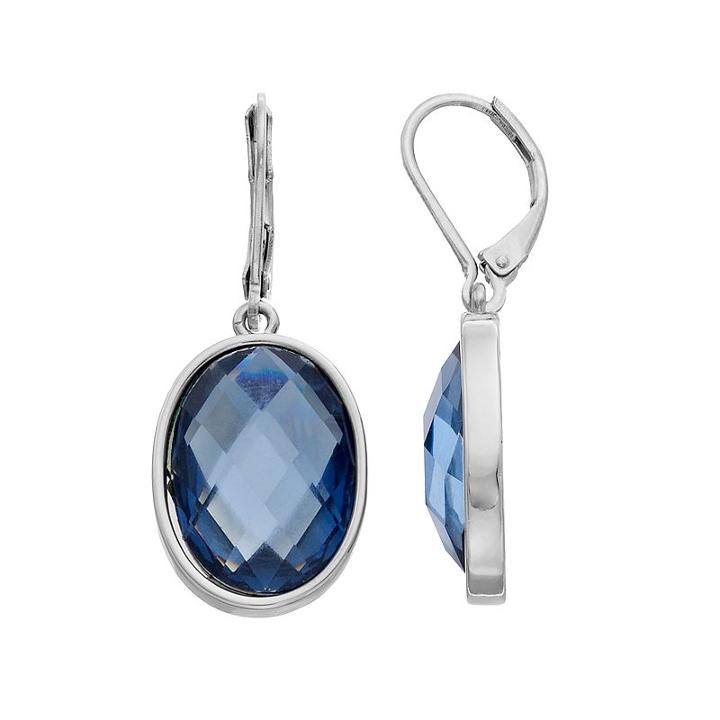 Simply Vera Vera Wang Nickel Free Blue Faceted Stone Oval Drop Earrings, Women's