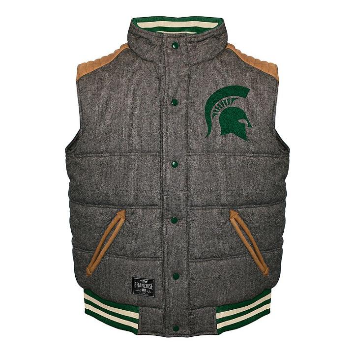 Men's Franchise Club Michigan State Spartans Legacy Reversible Vest, Size: Xl, Grey