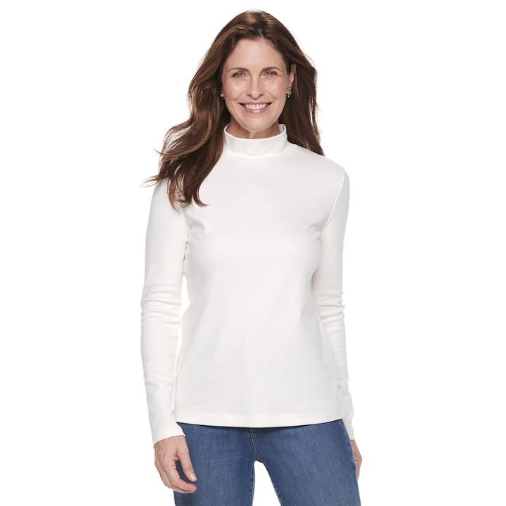 Women's Croft & Barrow&reg; Essential Mockneck Top, Size: Small, Natural