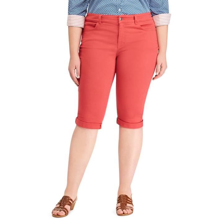 Plus Size Chaps Cuffed Twill Skimmer Shorts, Women's, Size: 18 W, Med Red