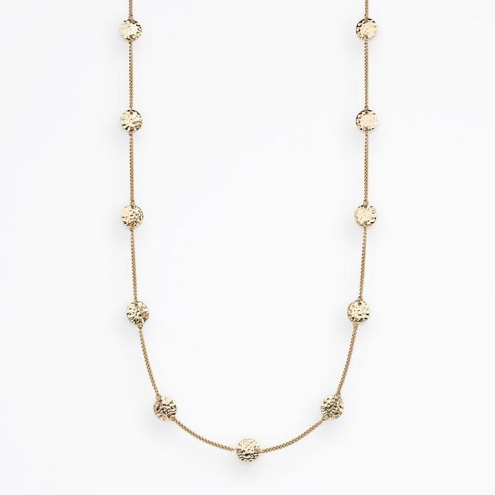 Croft & Barrow&reg; Gold Tone Hammered Disc Link Long Station Necklace, Women's, Yellow
