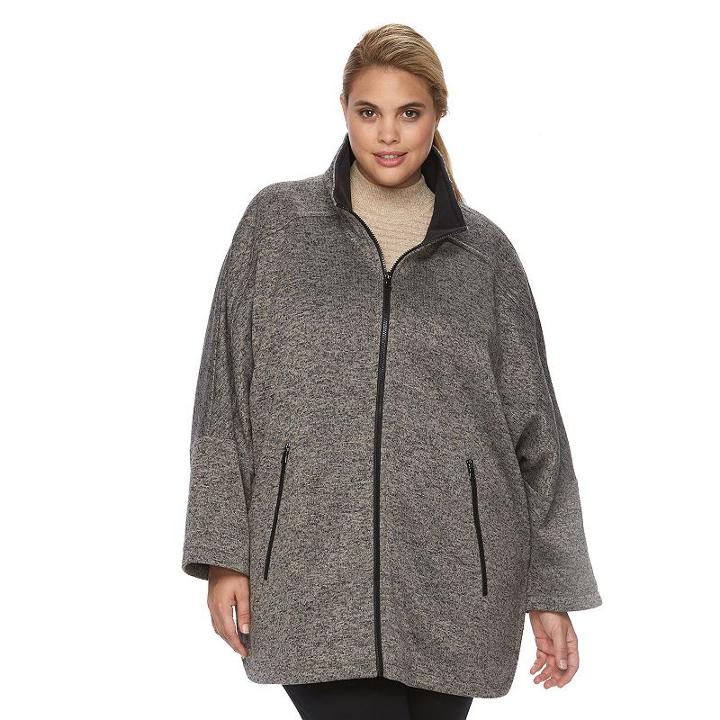 Plus Size D.e.t.a.i.l.s Sweater Fleece Poncho Jacket, Women's, Size: 3xl, Med Grey