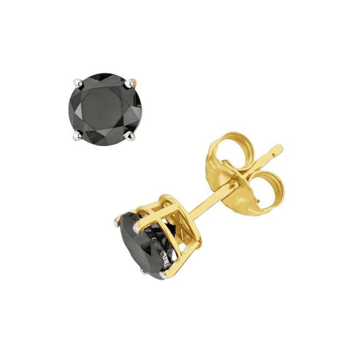 10k Gold 1/4-ct. T.w. Round-cut Black Diamond Stud Earrings, Women's