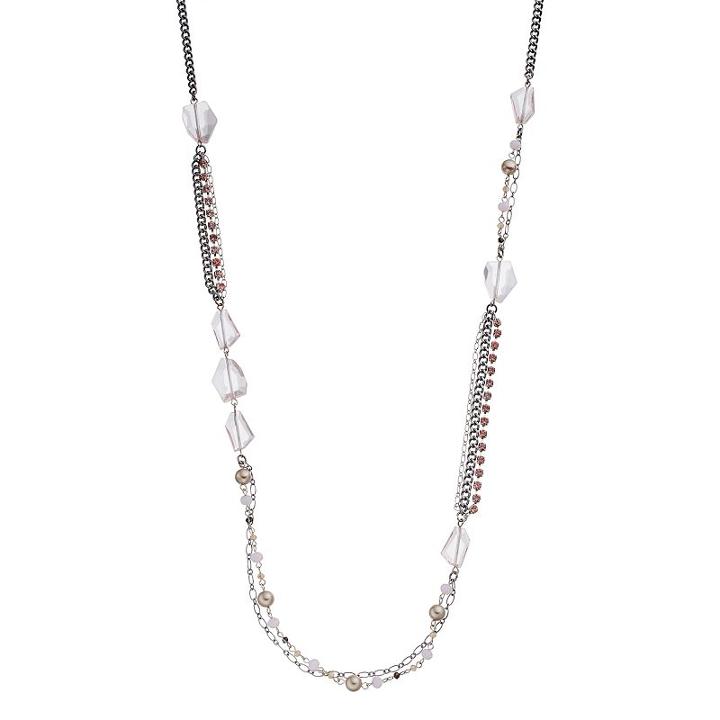 Simply Vera Vera Wang Long Faceted Bead & Simulated Pearl Long Necklace, Women's, Brt Pink
