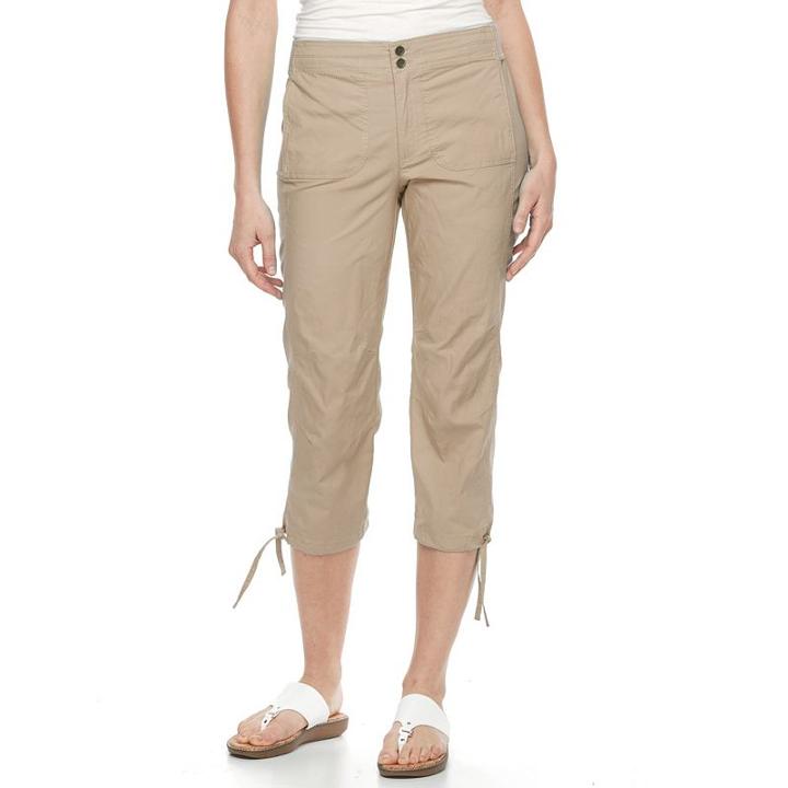 Women's Caribbean Joe Military Capris, Size: 14, Dark Beige