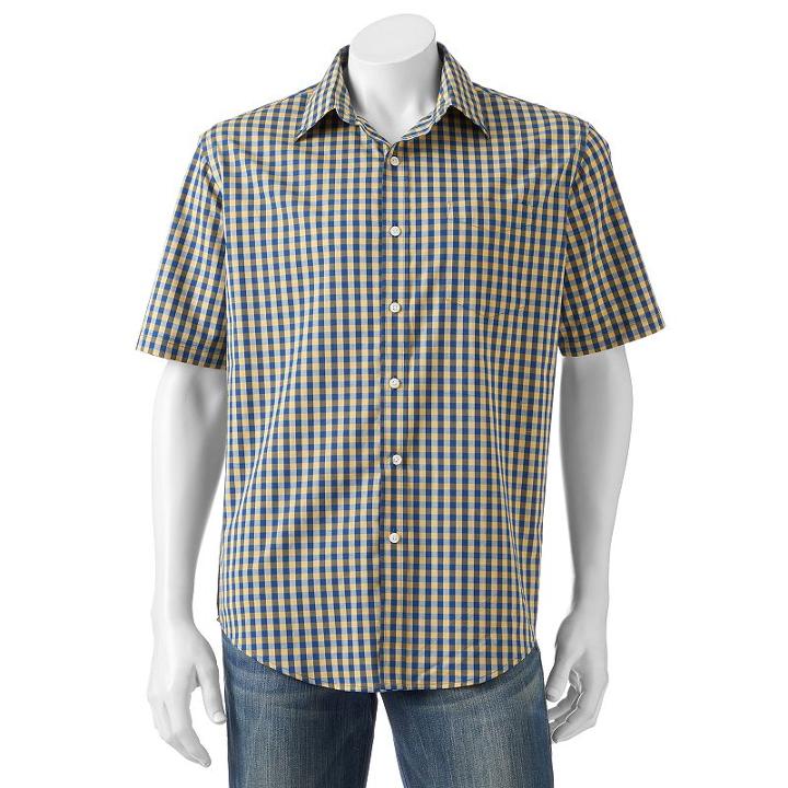 Men's Croft & Barrow&reg; True Comfort Classic Fit Stretch Patterned Button Down Shirt, Size: Large, Blue (navy)